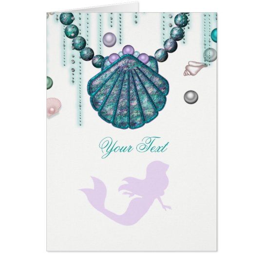 Purple Mermaid Beach Bling Thank You Fold Card