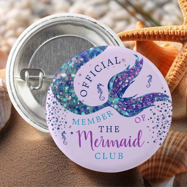Purple Mermaid Birthday Party Favour Button (Creator Uploaded)