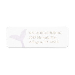 Purple Mermaid Birthday Party Return Address Label