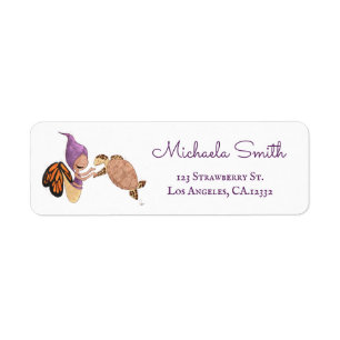 Purple Mermaid Butterfly Turtle Return Address Label