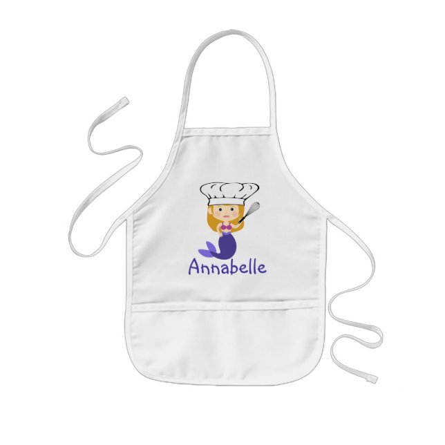 Purple Mermaid Chef Personalise Kids Apron (Front)
