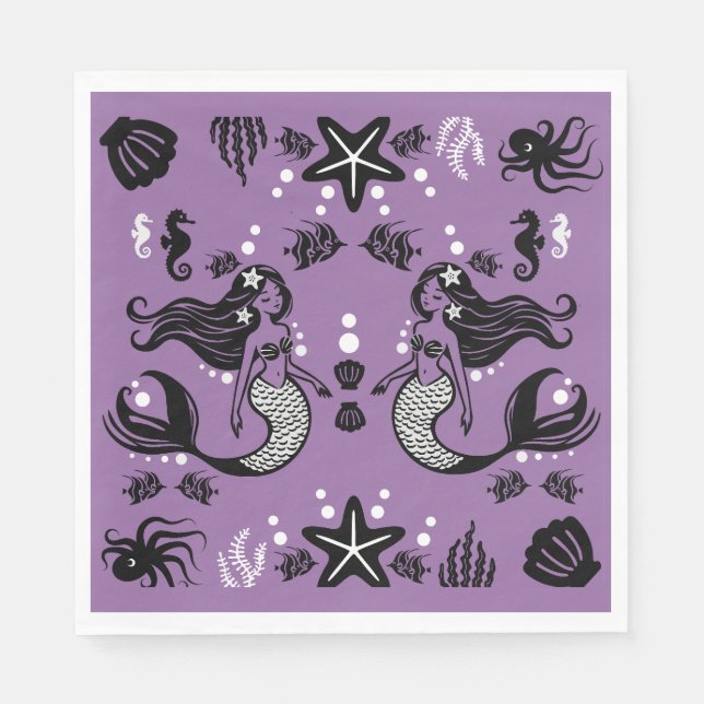 Purple Mermaid Fantasy Napkin (Front)