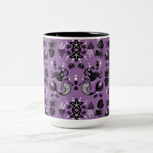 Purple Mermaid Fantasy Two-Tone Coffee Mug