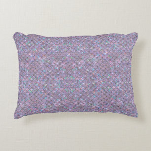 Purple Mermaid Fish Scales Holographic Elegant Decorative Cushion