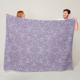 Purple Mermaid Fish Scales Holographic Elegant Fleece Blanket