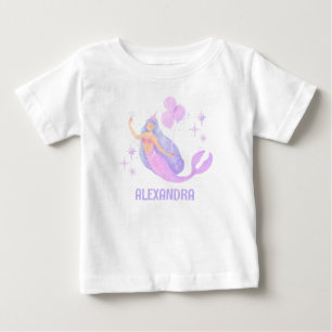 Purple Mermaid Girl 1st Birthday Under The Sea Baby T-Shirt