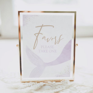 Purple Mermaid Girl Birthday Favours Sign
