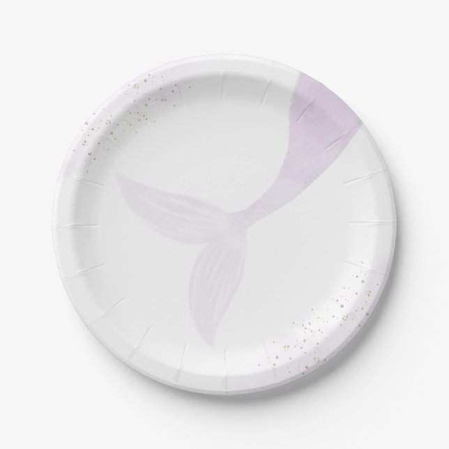 Purple Mermaid Girl Birthday Party Paper Plate (Front)