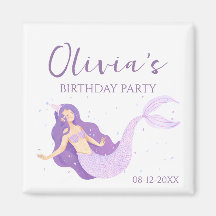 Purple Mermaid Girls Personalized Birthday 