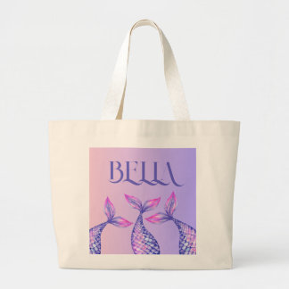 Purple Mermaid Name Kids Tote Bag