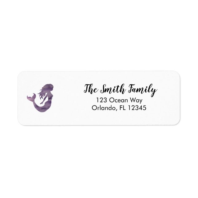 Purple Mermaid Painting Return Address Label (Front)