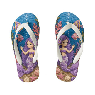 Purple Mermaid Quilt Kid's Thongs