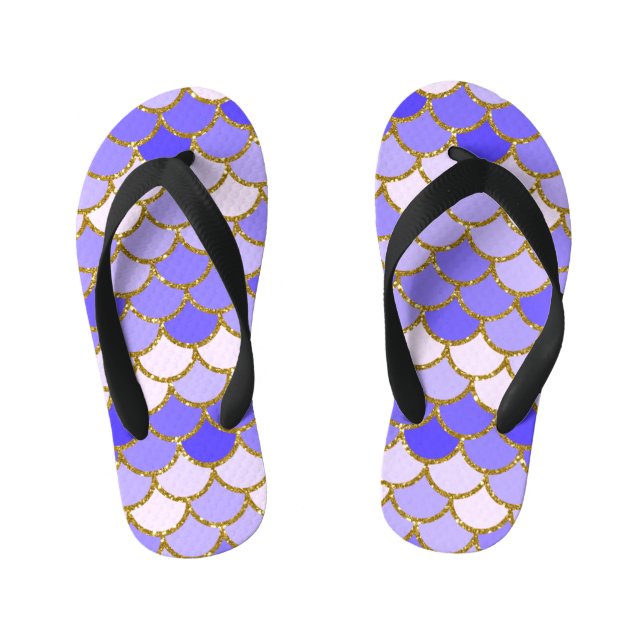 Purple Mermaid Scales Kid's Thongs (Footbed)