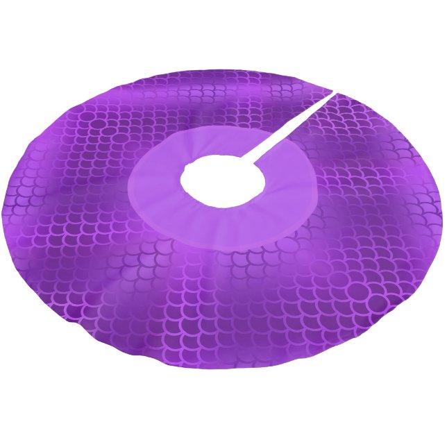 Purple mermaid scales pattern brushed polyester tree skirt (Angled)