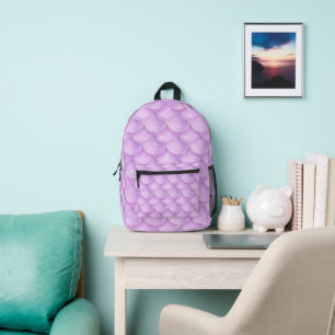Purple Mermaid Scales Printed Backpack