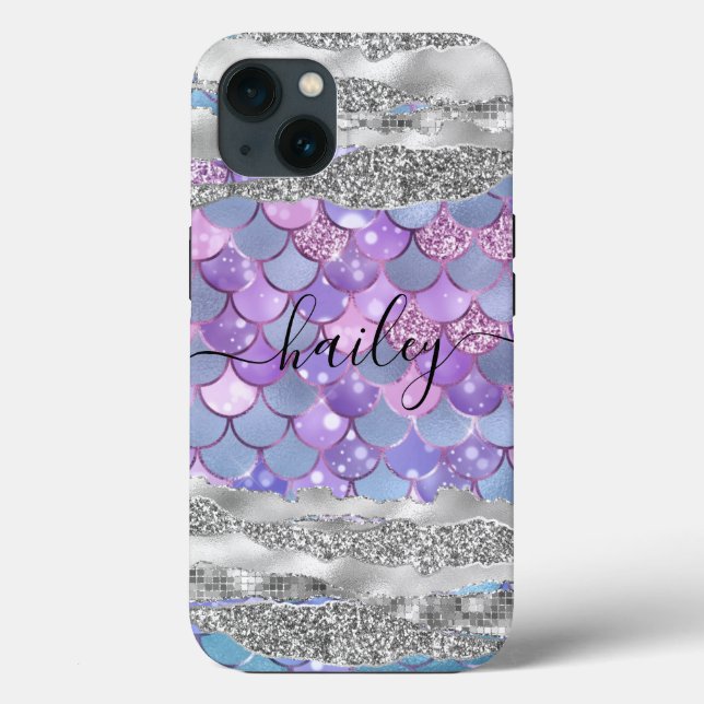purple mermaid skin with silver glitter  Case-Mate iPhone case (Back)