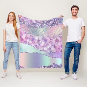 Purple Mermaid Sparkles Fleece Blanket