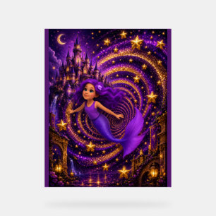 Purple Mermaid Star Spiral Fantasy Castle Art Ma Acrylic Sign