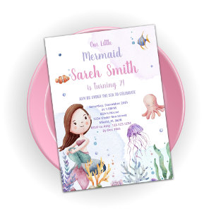 Purple Mermaid Tail Birthday Invitations