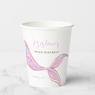 Purple Mermaid Tail Birthday Paper Cups