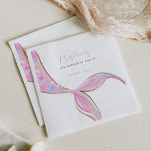 Purple Mermaid Tail Birthday Paper Napkin