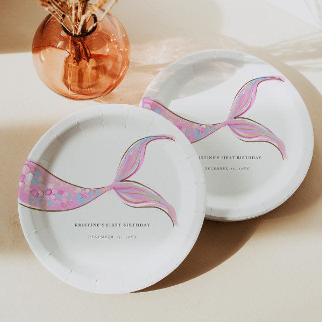 Purple Mermaid Tail Birthday Paper Plates (Creator Uploaded)