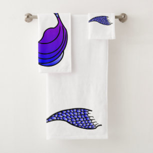Purple Mermaid tail on bath towel set
