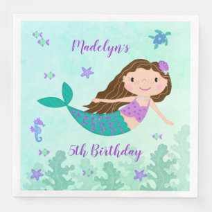 Purple Mermaid Under The Sea Birthday Napkin