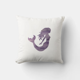 Purple Mermaid Watercolor - Beach Life - Pillow