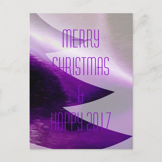Purple Merry Christmas Happy New Year 2017 Holiday Postcard (Front)