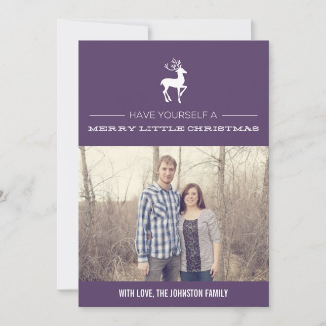 Purple Merry Christmas Photo Flat Cards (Front)