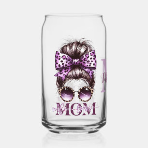 Purple Messy Bun Mum Wife Boss Can Glass