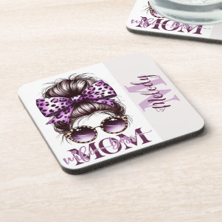 Purple Messy Bun Mum Wife Boss Coaster