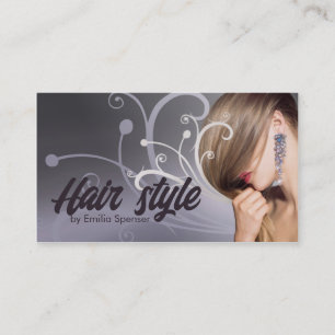 Purple Metal Curves Haircut Stylist Card