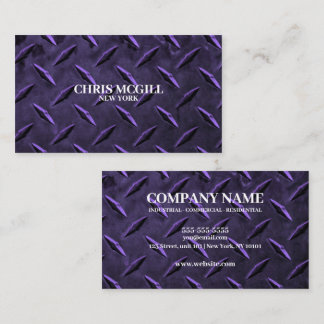 Purple Metal Texture Custom Construction Worker Business Card