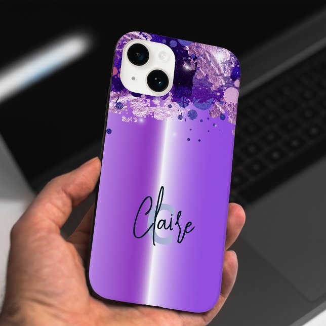 Purple Metallic Artistic Luxury Chic Modern Glam Case-Mate iPhone Case (Creator Uploaded)