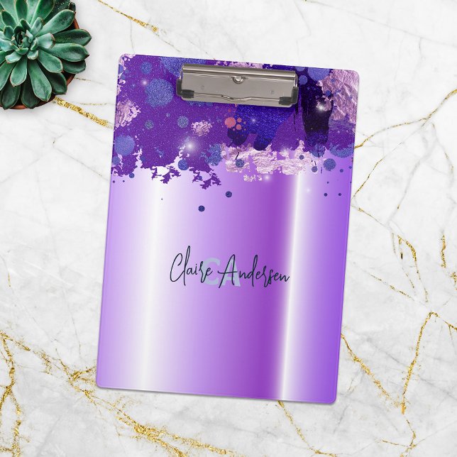 Purple Metallic Artistic Luxury Chic Modern Glam Clipboard (Creator Uploaded)