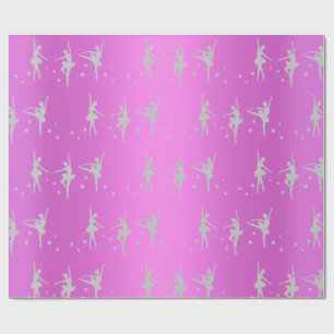 PURPLE METALLIC BALLERINA BIRTHDAY WEDDING WRAP WRAPPING PAPER