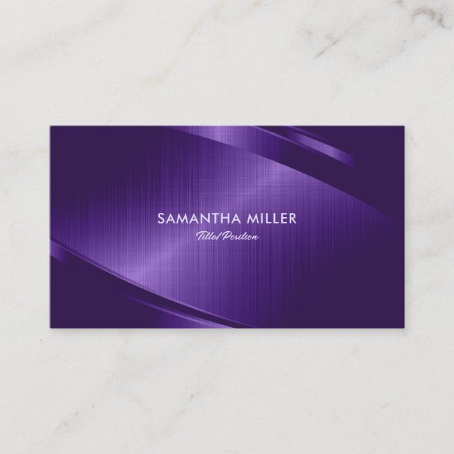 Purple Metallic Brushed Aluminium Look Business Card (Front)