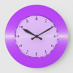 Purple Metallic Design Stainless Steel Look 2 Large Clock
