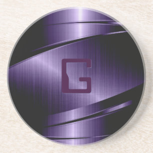 Purple Metallic Design Stainless Steel Look Coaster