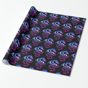 Purple Metallic Dragon Wrapping Paper