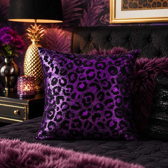 Purple Metallic Leopard Print Animal Pattern Cushion (Creator Uploaded)