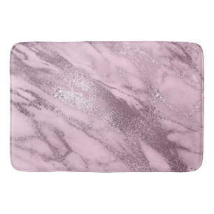 Purple Metallic Lilac Mauve Marble Stone Metallic Bath Mat