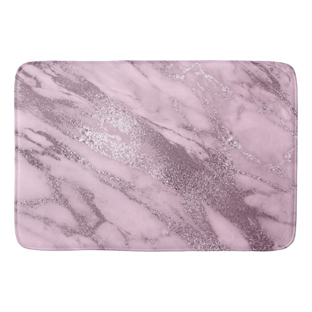 Purple Metallic Lilac Mauve Marble Stone Metallic Bath Mat (Front)