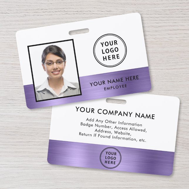 Purple Metallic Logo Employee Photo ID Badge (Creator Uploaded)