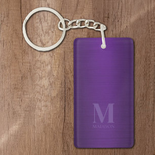 Purple Metallic Monogrammed Key Ring