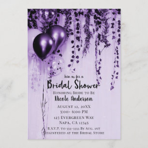 Purple Metallic Party Balloons Ivy Bridal Shower Invitation