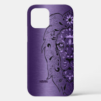 Purple Metallic Texture & Lion Head Sugar Skull
