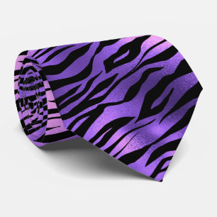 Purple Metallic Tiger Stripes Fur Tie